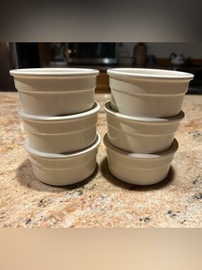 CERMER Set of (6) BisqueWhite Stoneware Ramekins 3.5” 4oz Made in France